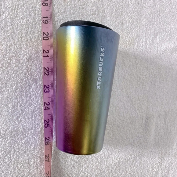 Starbucks 12 Oz Oil Slick Multi Color Rainbow Ceramic Cup With Lid 2022 - Picture 12 of 12